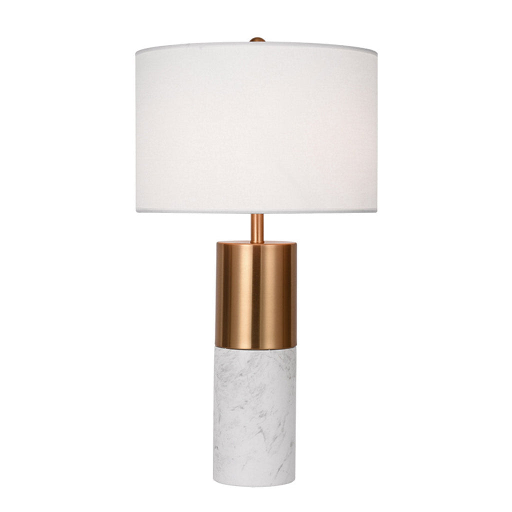 NNEAGS Tischlampe 60cm Weißer Marmor - Moderne Nachttischlampe mit Zylinderfuß