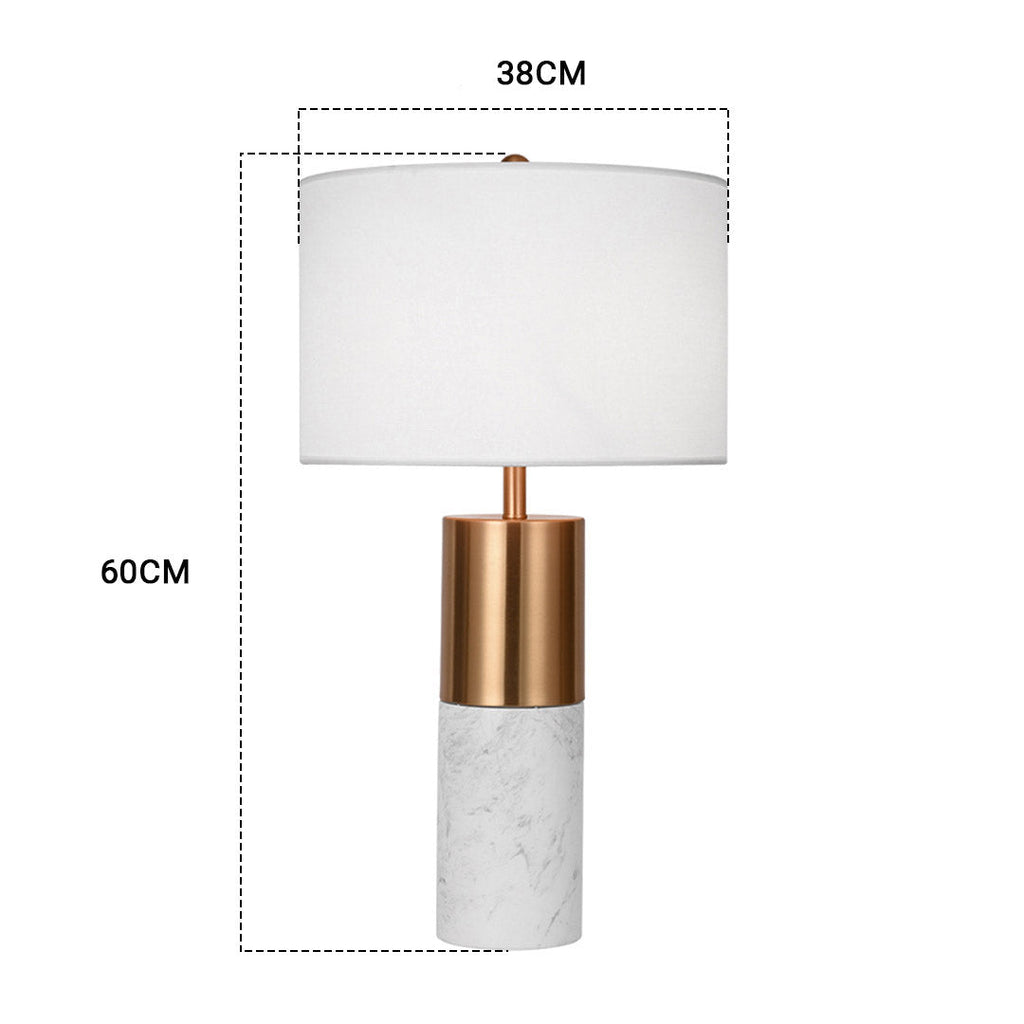 NNEAGS Tischlampe 60cm Weißer Marmor - Moderne Nachttischlampe mit Zylinderfuß