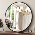 30 Inch Matte Black Round Wall Mirror Bathroom Decor