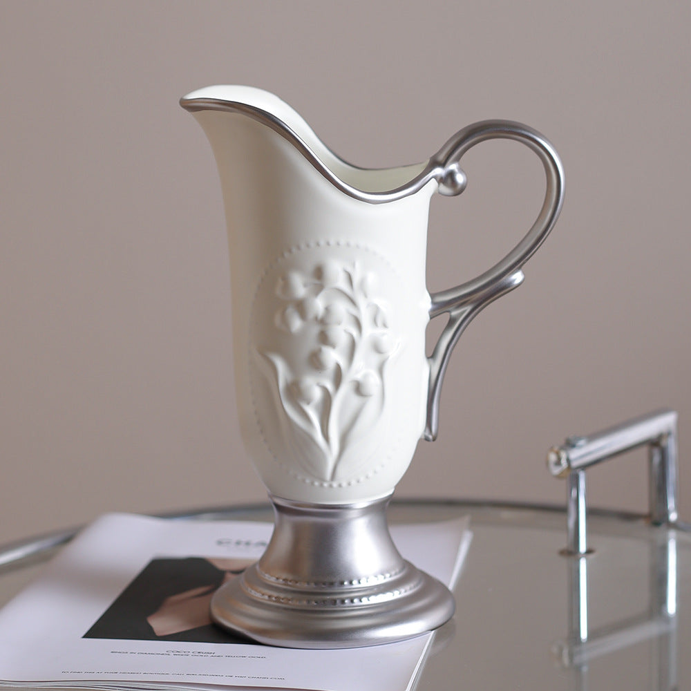 French Embossed Ceramic Vase