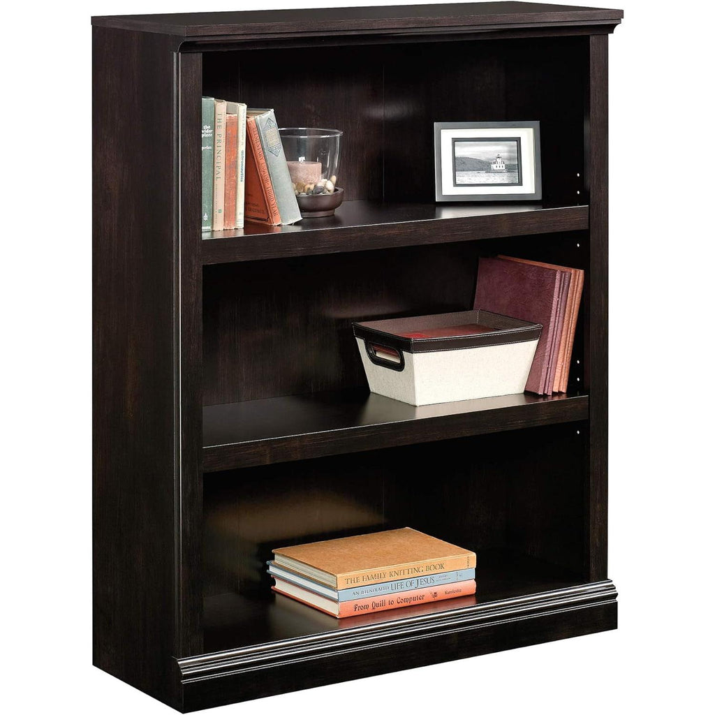 3-stufiges Holz-Bücherregal Estate Black - Verstellbare Regalböden für Büro & Wohnzimmer