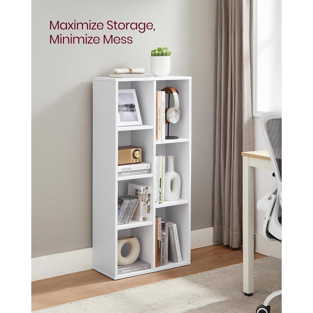 Weißes Bücherregal mit 7 Fächern - Modernes Regal für Wohnzimmer & Heimbüro