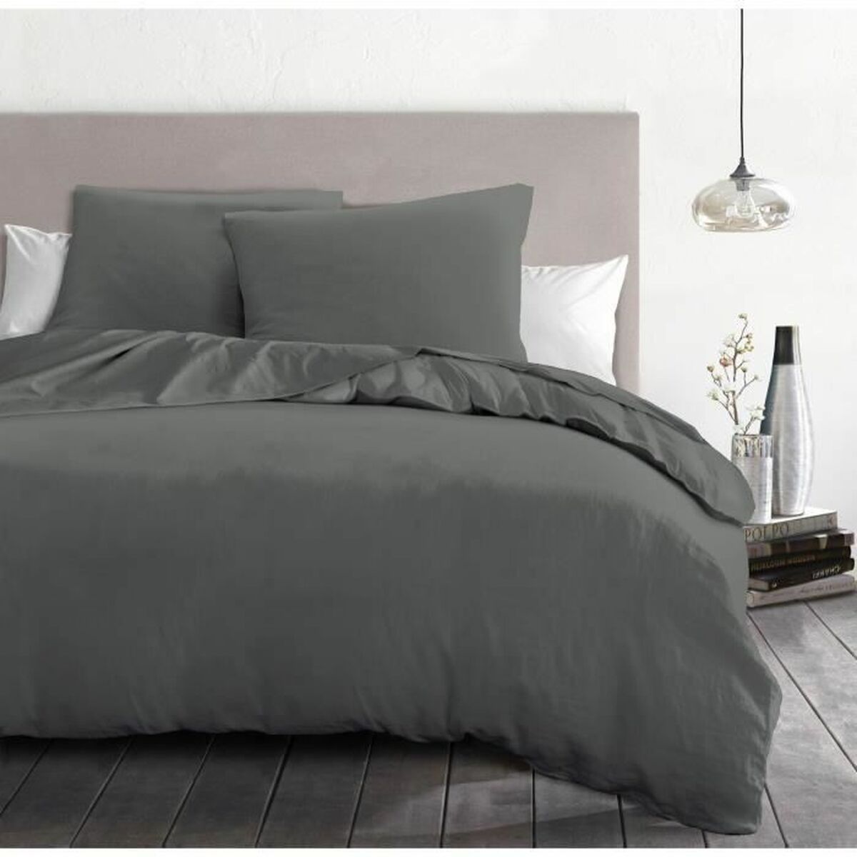 Duvet cover set HOME LINGE PASSION Anthracite Super king 3 Pieces