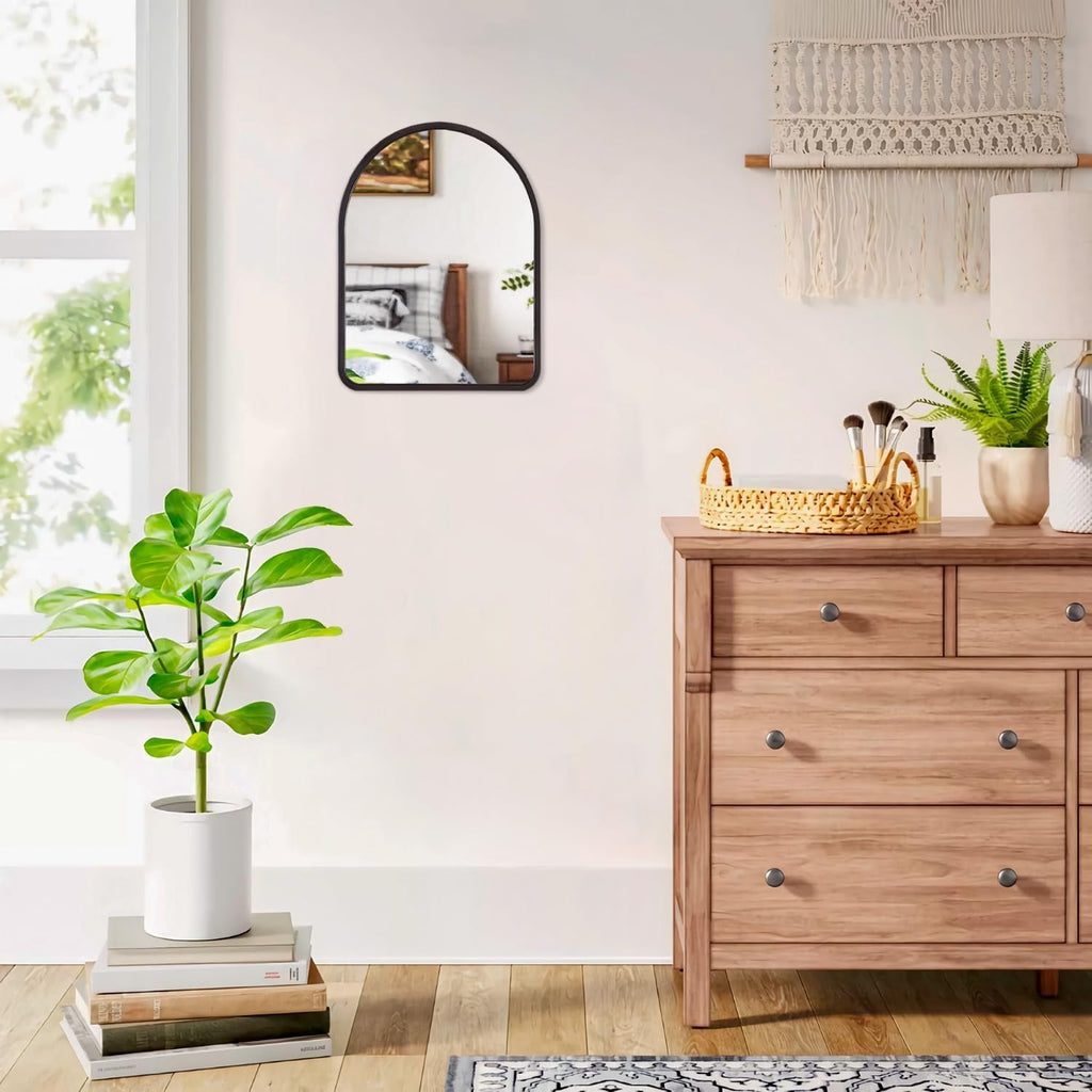 Black Arched Wall Mirror 12x16 Distressed Weathered