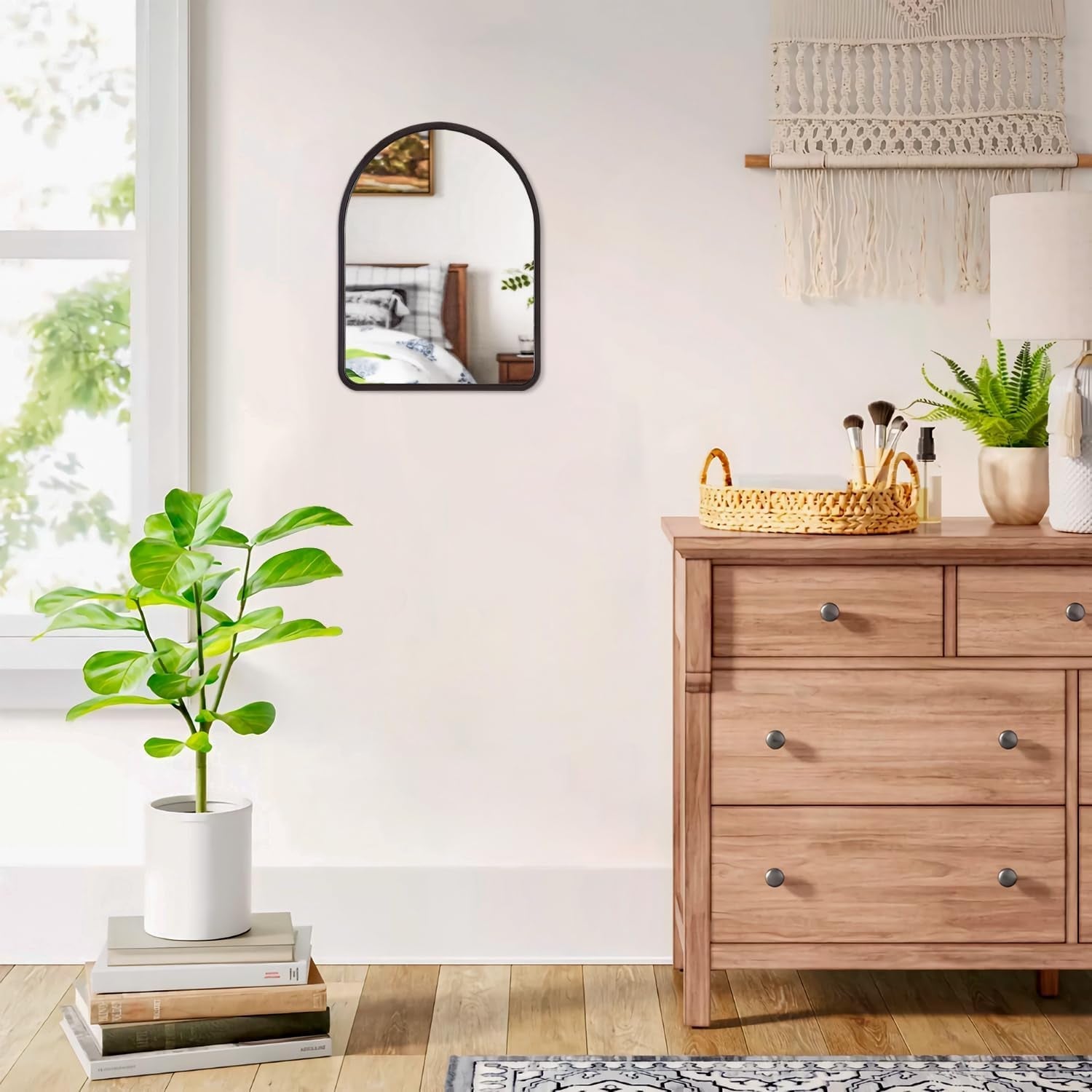 Black Arched Wall Mirror 12x16 Distressed Weathered