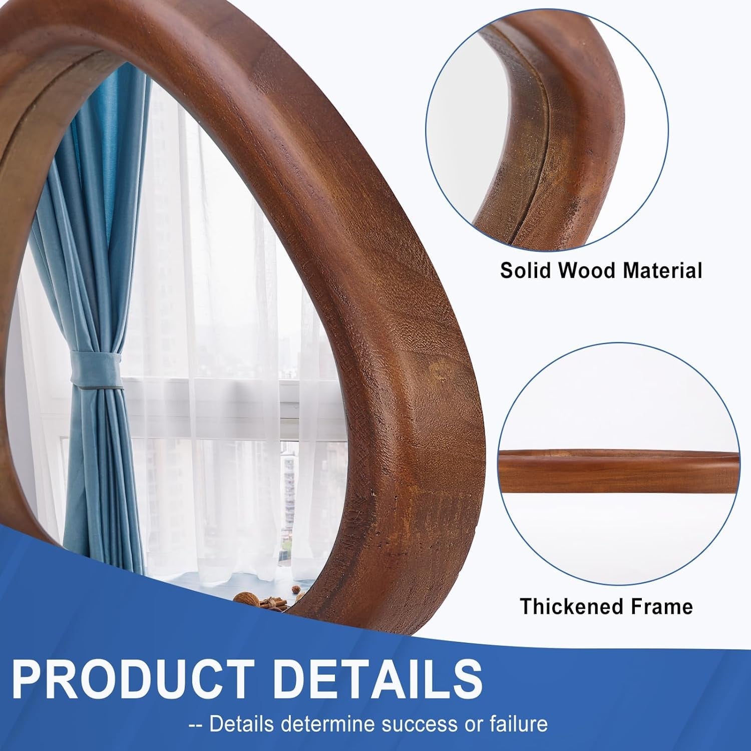 Black Walnut Irregular Wood Wall Mirror Fifteen ByTenInches