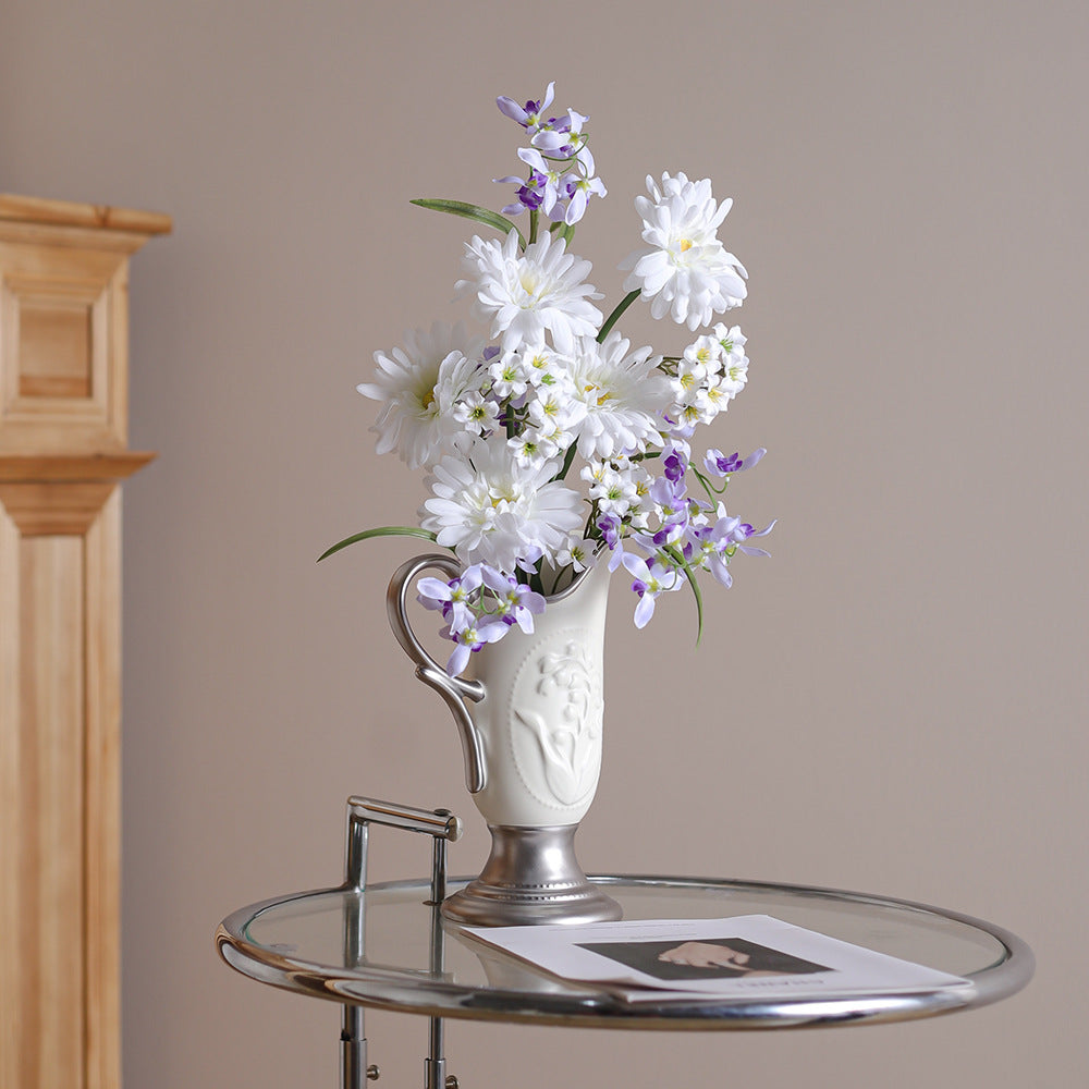 French Embossed Ceramic Vase