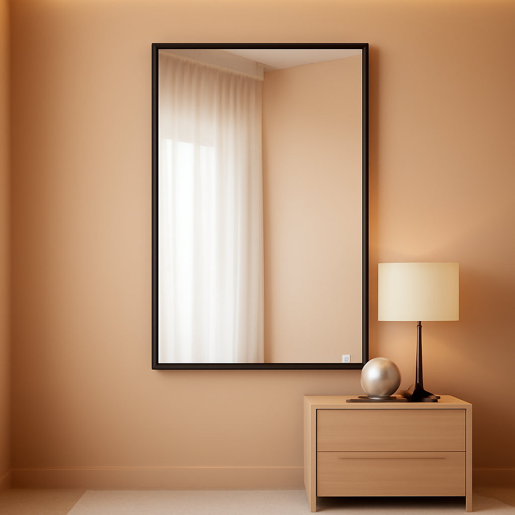 Rechteckiger Aluminium Wandspiegel Schwarz 50x70cm - Moderner Spiegel