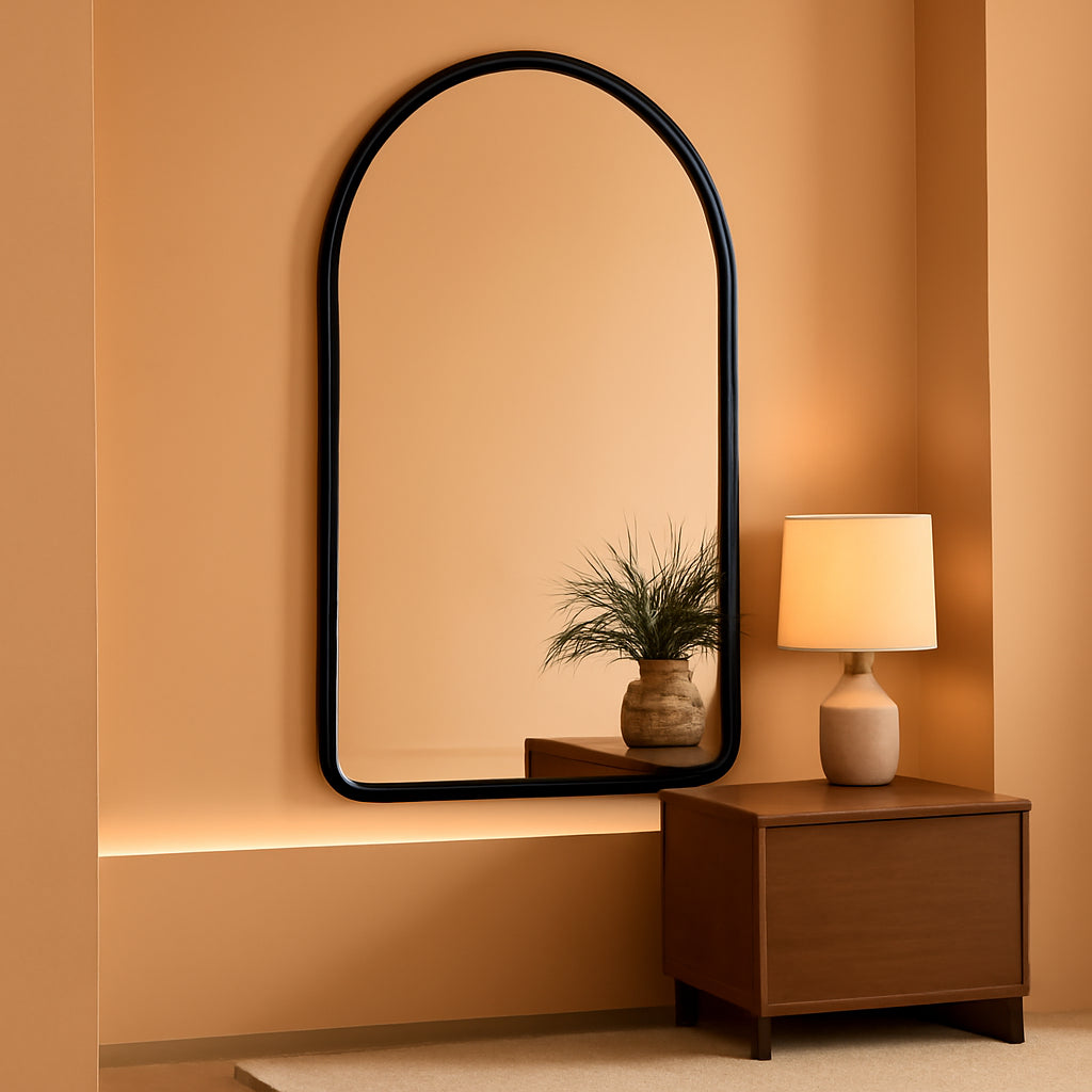 Black Arched Wall Mirror 12x16 Distressed Weathered