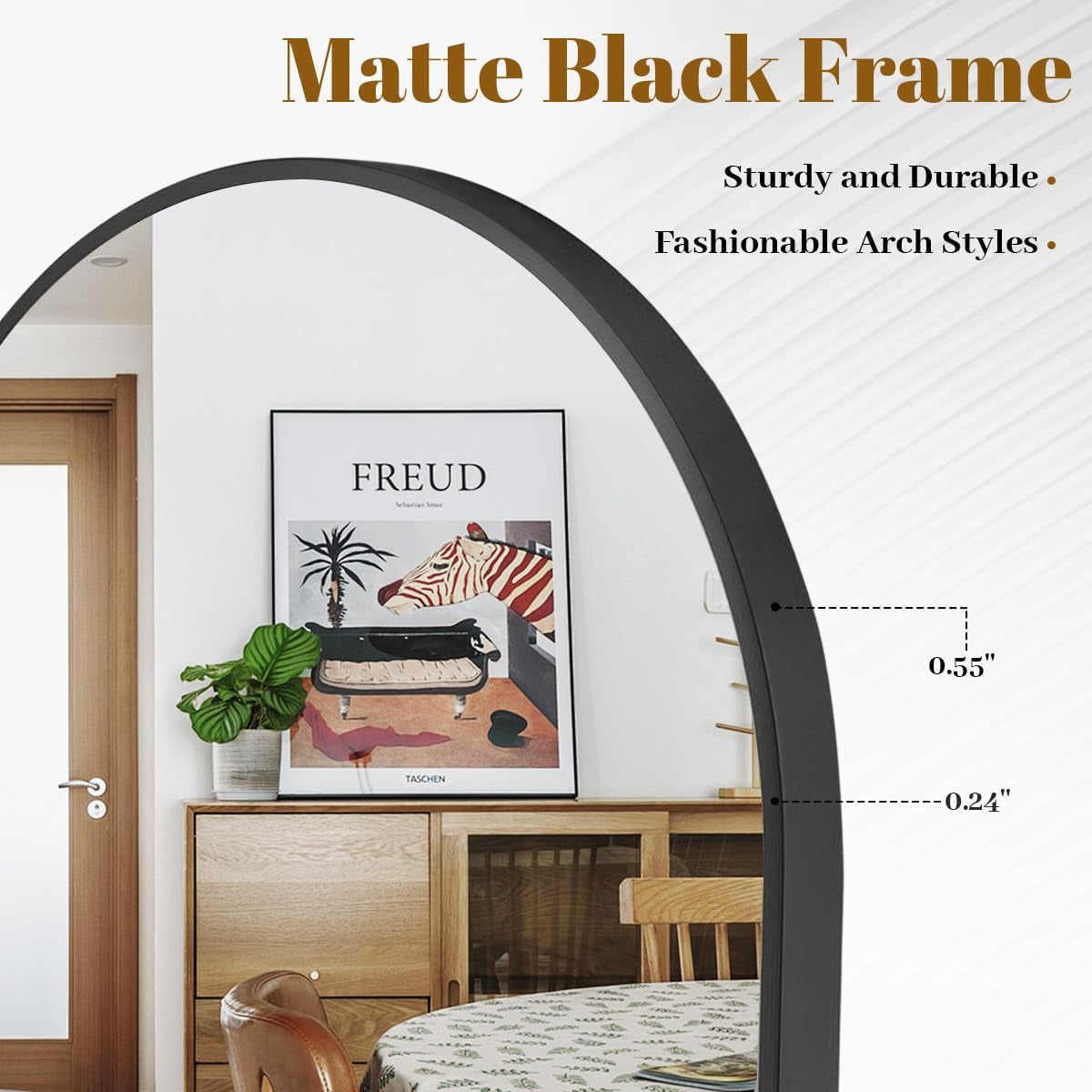 Arched Wall Mirror 24x36 Black Frame Wall Mounted Vanity