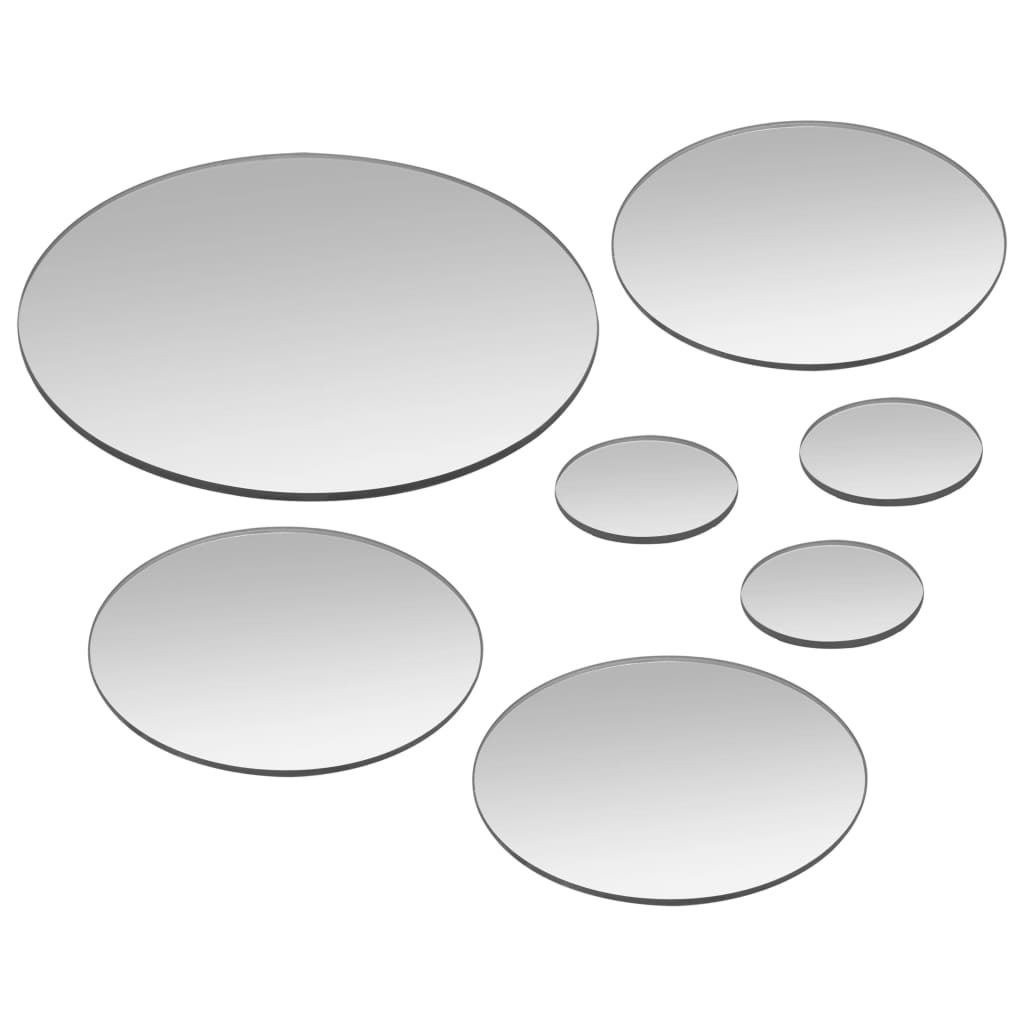 NNEVL 7-teiliges Wandspiegel Set Rund Glas - Dekorative Spiegelgruppe