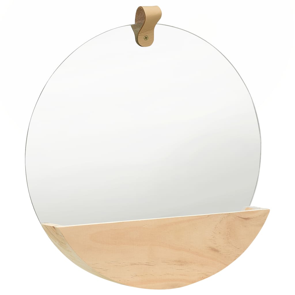 NNEVL Wandspiegel Massives Kiefernholz 35cm - Holzrahmen Spiegel