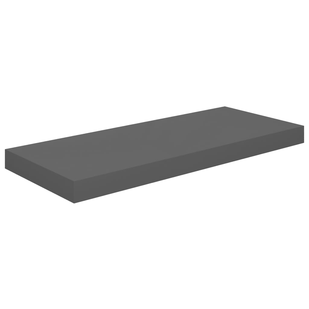 NNEVL Schwebende Wandregale 2er Set Hochglanz Grau 60x23,5x3,8 cm MDF