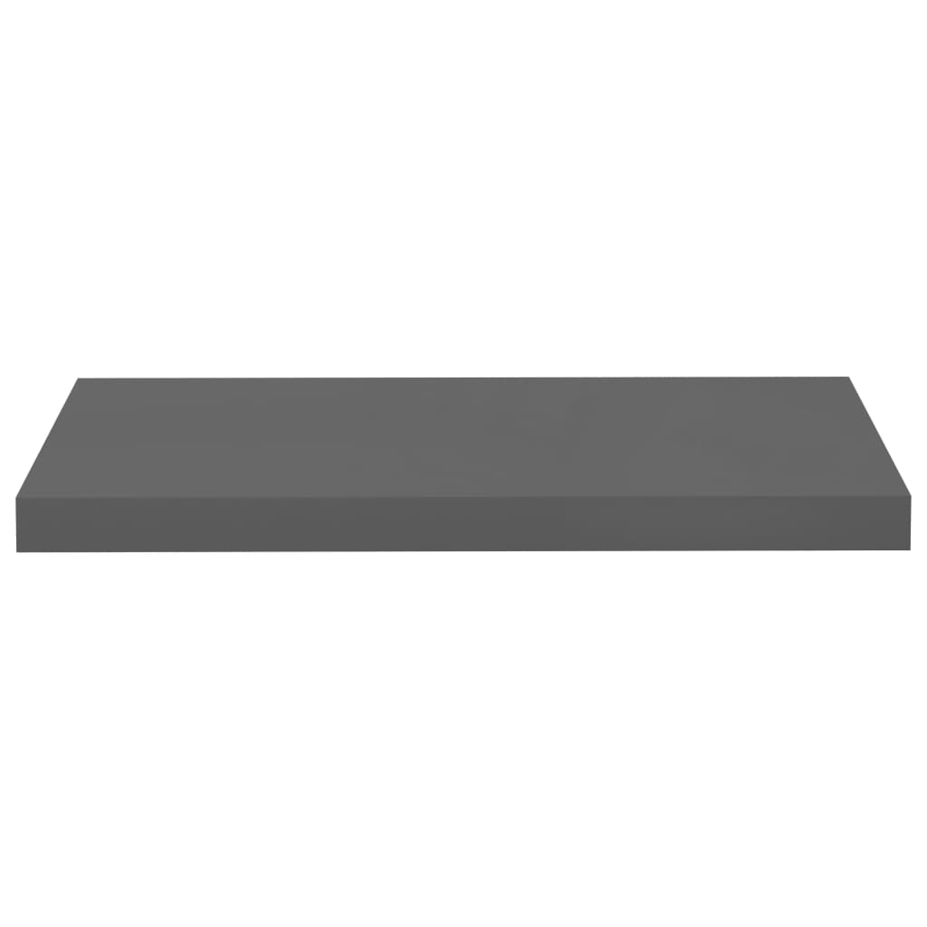 NNEVL Schwebende Wandregale 2er Set Hochglanz Grau 60x23,5x3,8 cm MDF