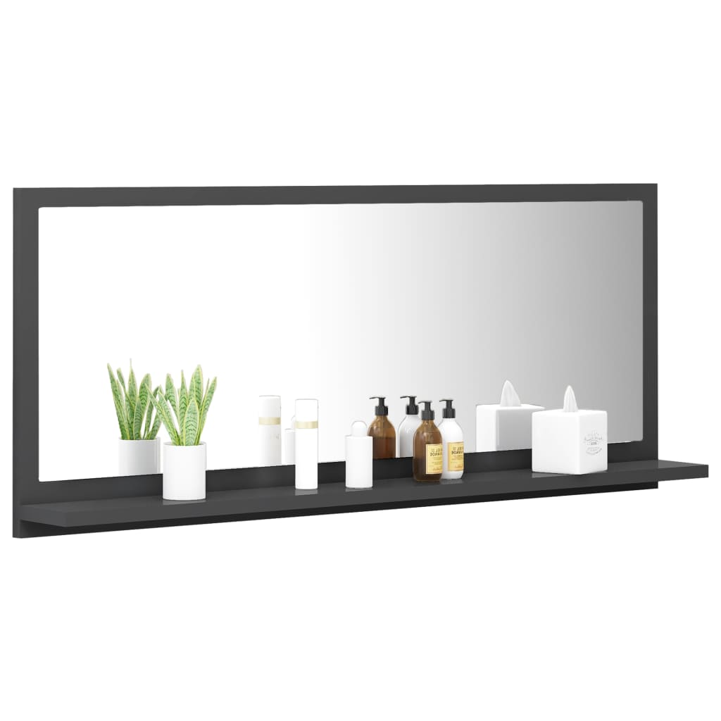NNEVL Badezimmerspiegel Grau 90cm Spanplatte