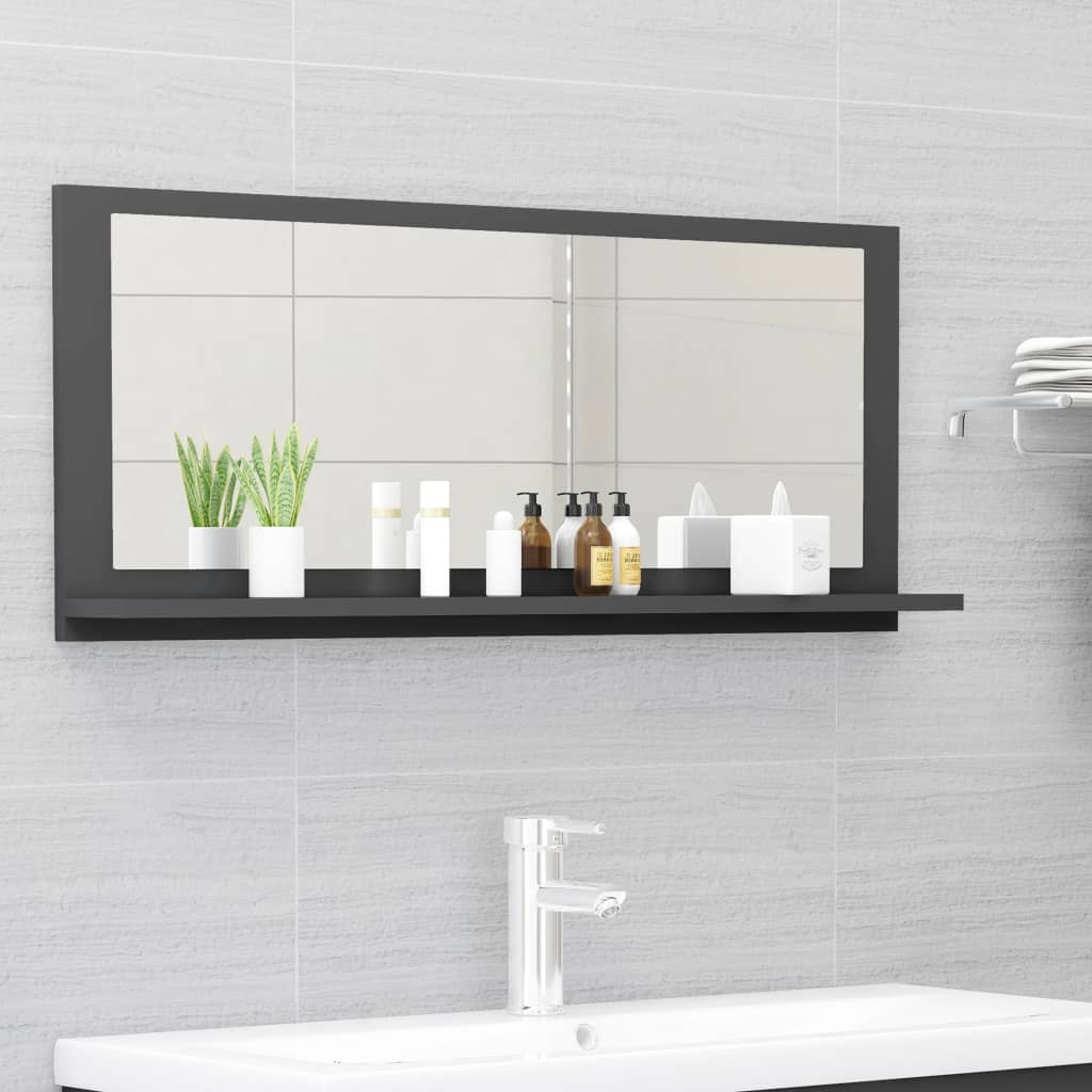 NNEVL Badezimmerspiegel Grau 90cm Spanplatte