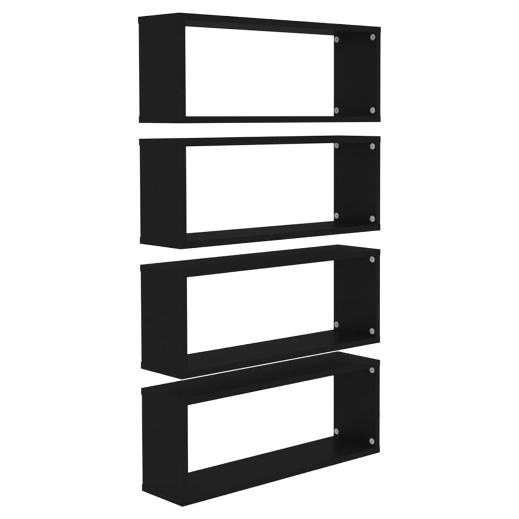 NNEVL Wandregale 4er Set Schwarz 60x15x23 cm Spanplatte