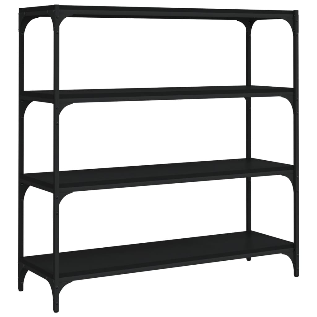 NNEVL Bücherregal Schwarz 100x33x100 cm Holzwerkstoff und Stahl