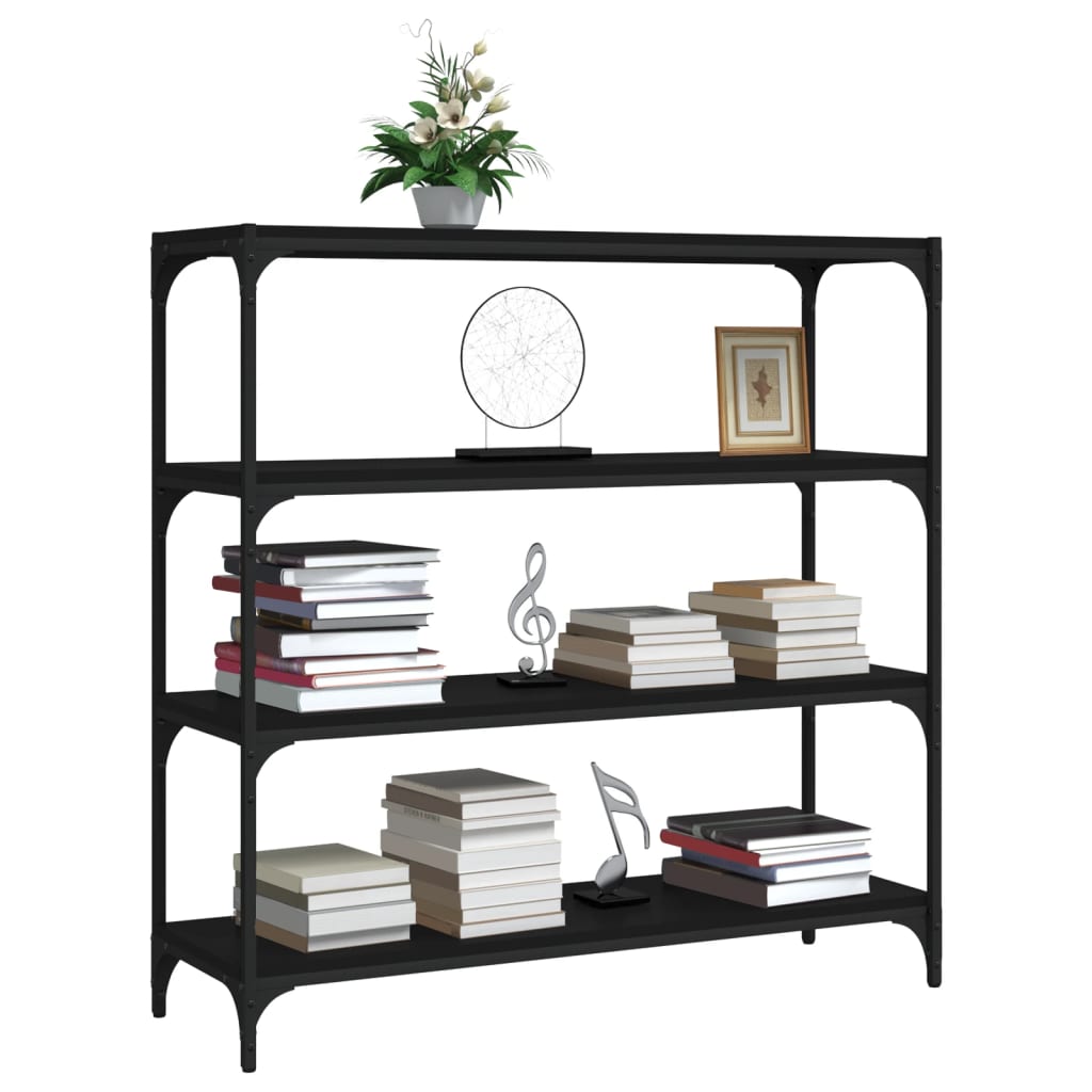 NNEVL Bücherregal Schwarz 100x33x100 cm Holzwerkstoff und Stahl