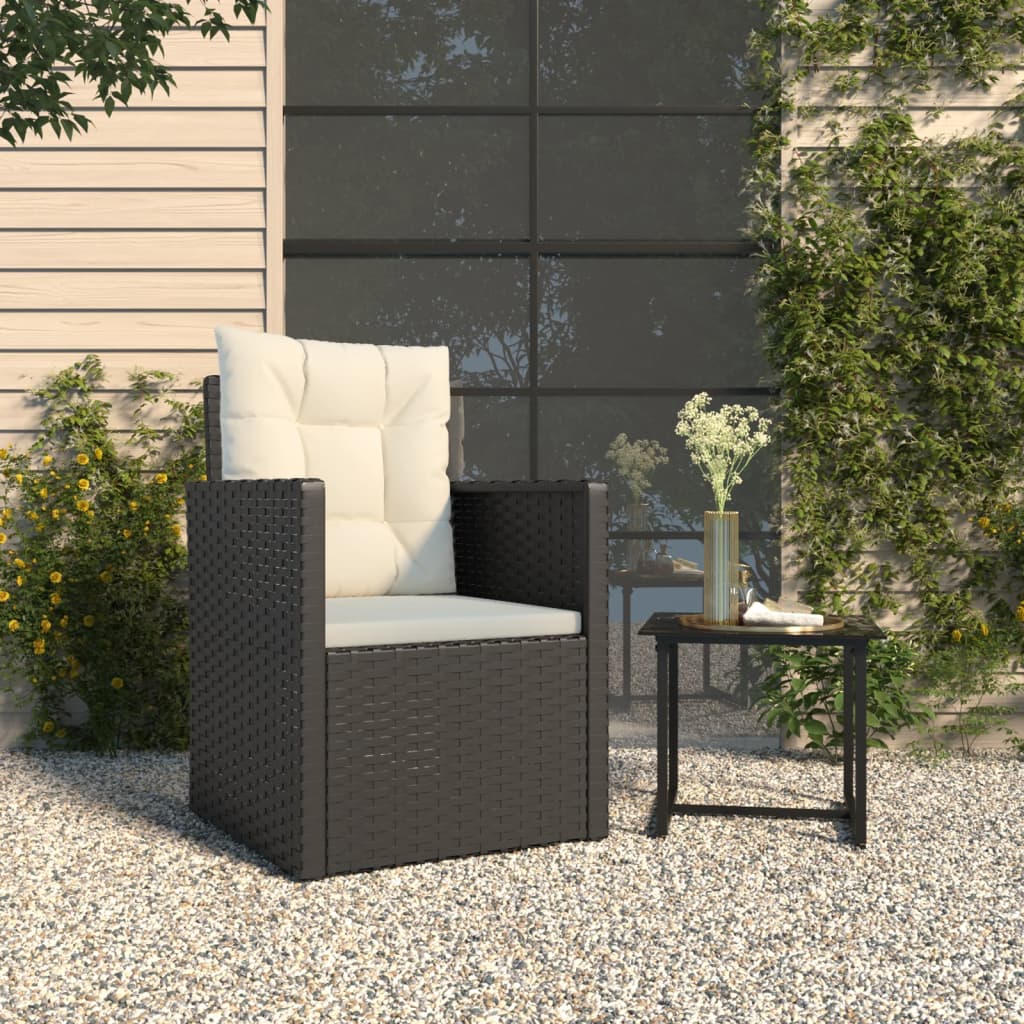 NNEVL Garten-Sessel mit Kissen Schwarz Poly-Rattan
