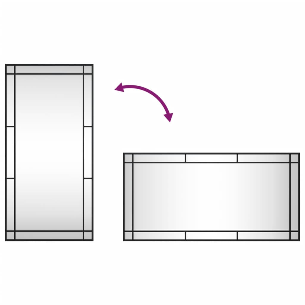 vidaXL Wandspiegel Schwarz Rechteckig Eisen - Schminkspiegel Wandmontage