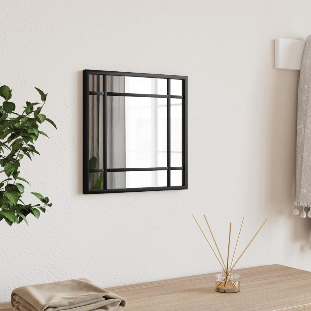 vidaXL Wandspiegel Schwarz Rechteckig Eisen - Schminkspiegel Wandmontage