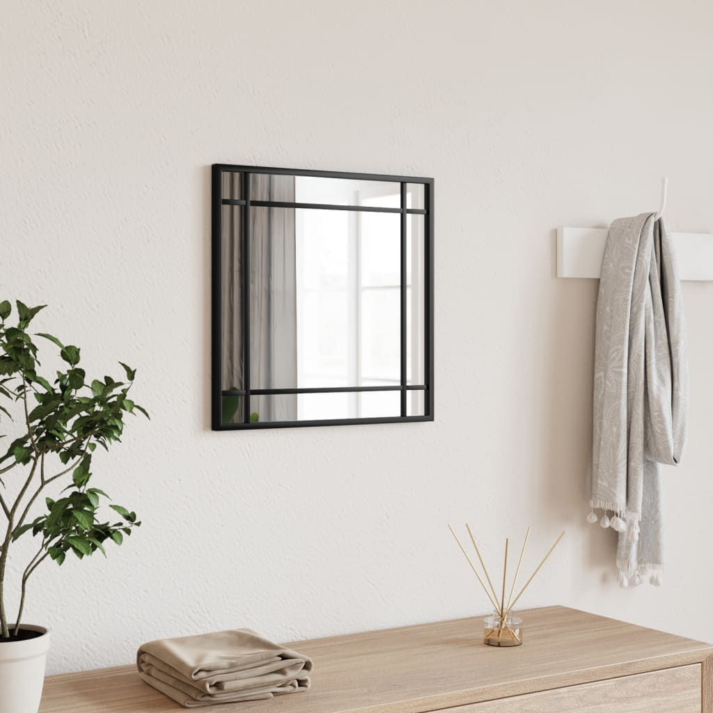 vidaXL Wandspiegel Schwarz Rechteckig Eisen - Schminkspiegel Wandmontage