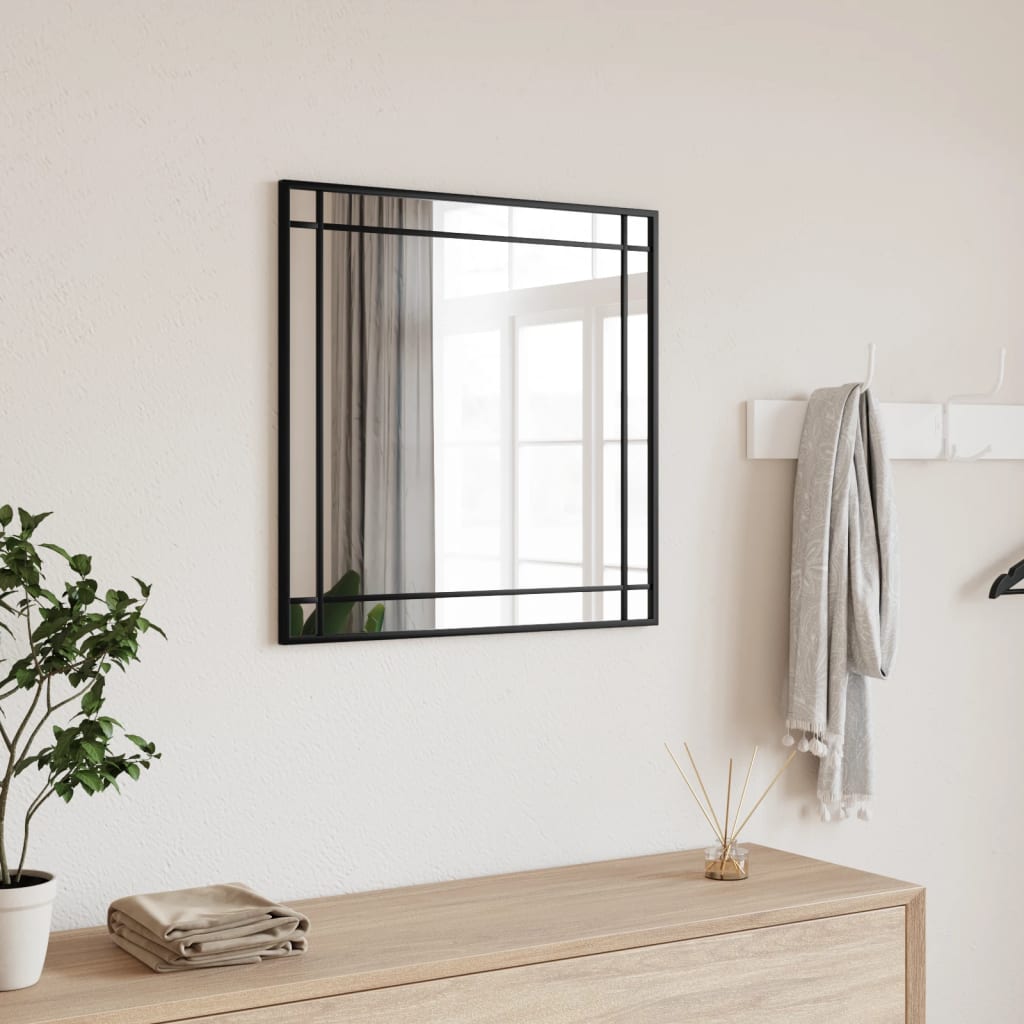 vidaXL Wandspiegel Schwarz Rechteckig Eisen - Schminkspiegel Wandmontage