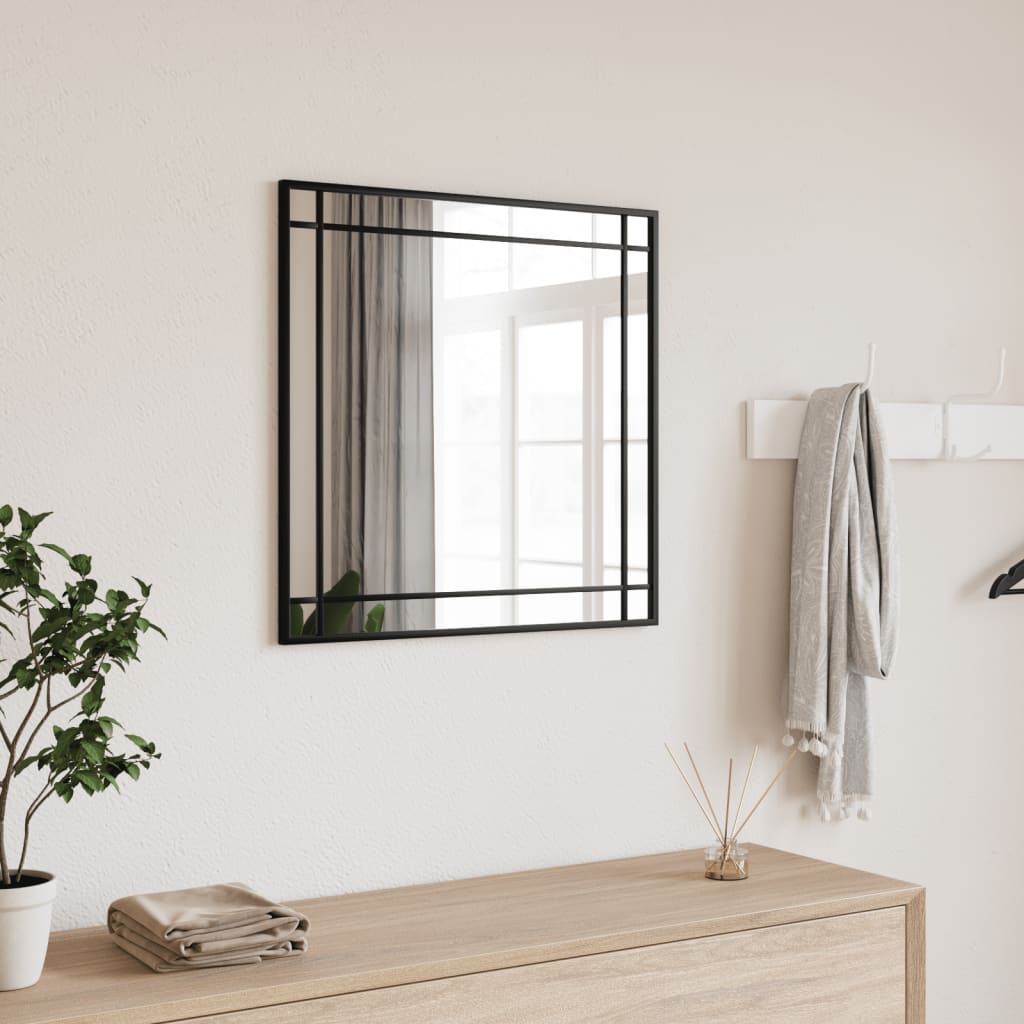 vidaXL Wandspiegel Schwarz Rechteckig Eisen - Schminkspiegel Wandmontage
