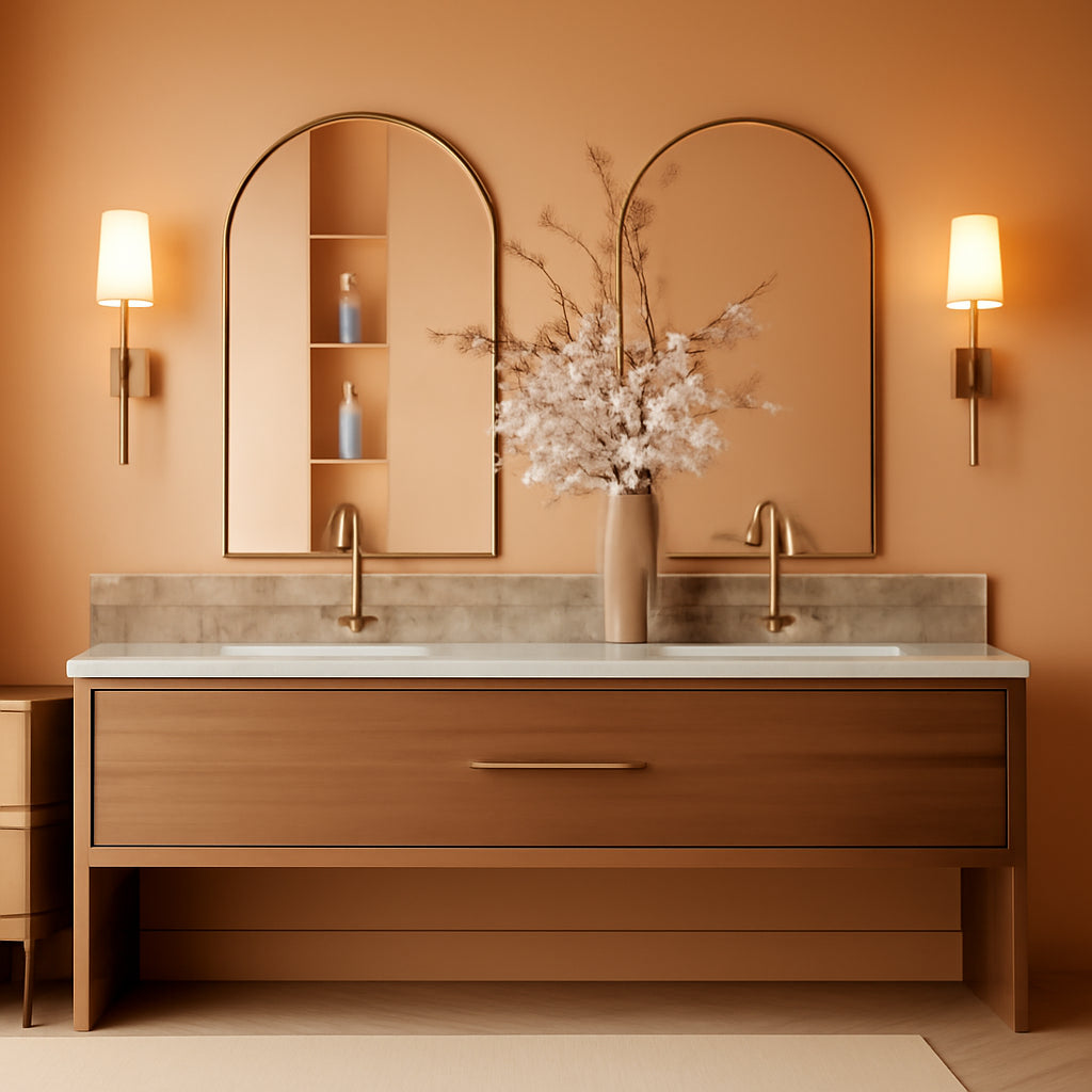 Arched Wall Mounted Vanity Mirror 20x30 Gold Finish