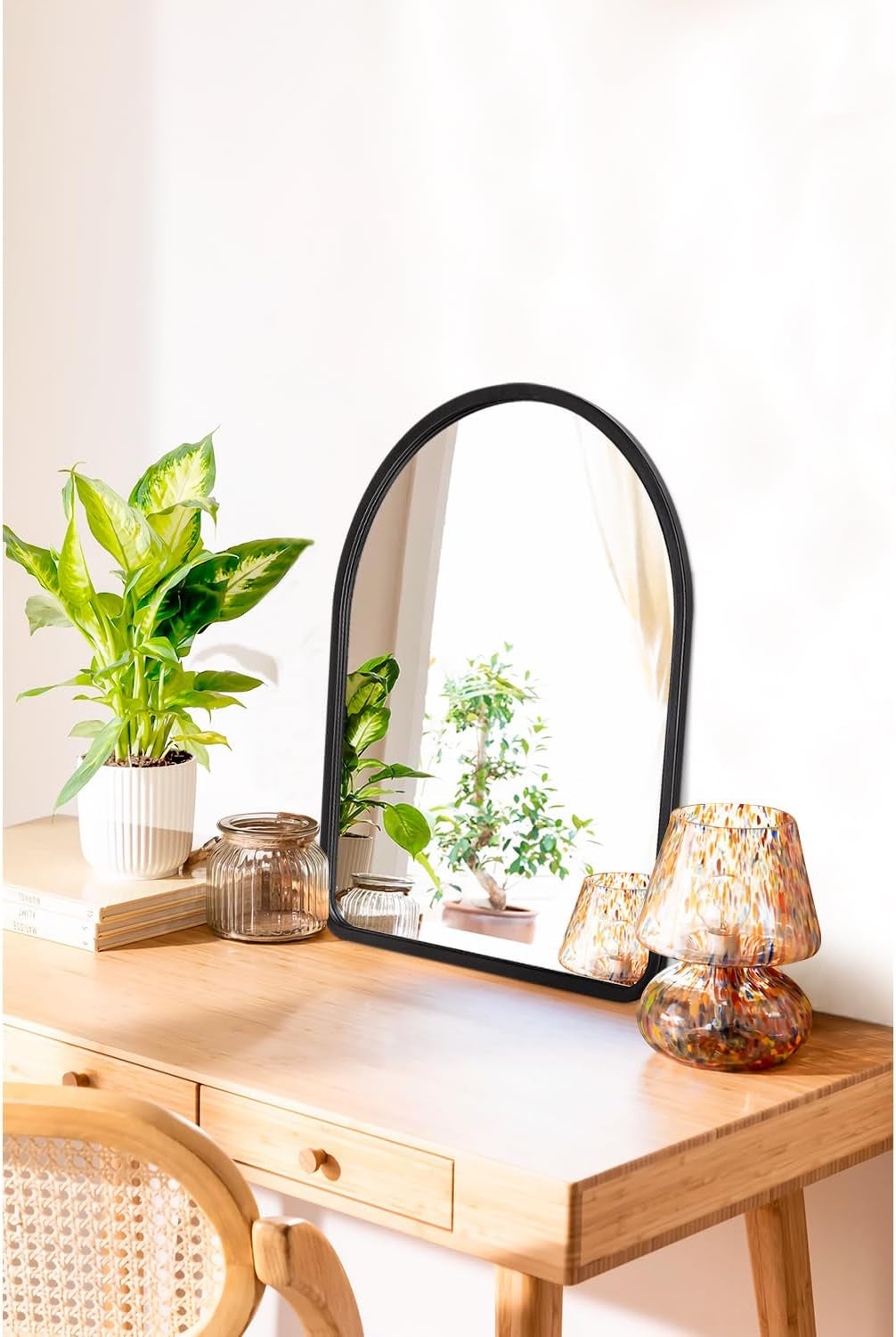 Black Arched Wall Mirror 12x16 Distressed Weathered