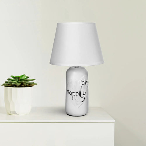Nachttischlampe Keramik mit Stoffschirm - Tischlampe zum Lesen