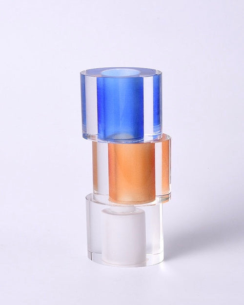 Modern Crystal Nugget Vase – Contemporary Stacked Glass Flower Vase Centerpiece