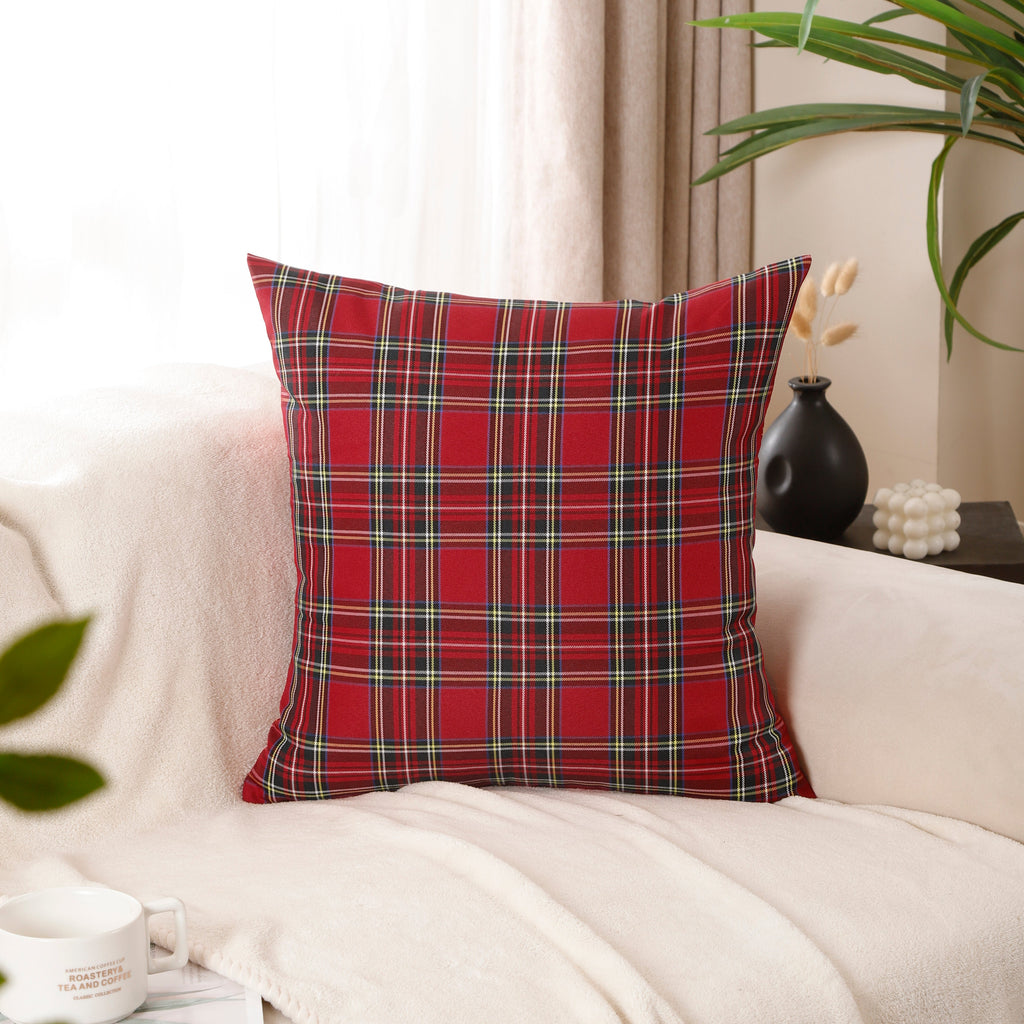 Polyester Baumwolle Tartan Karo Kissenbezug 45x45 cm - Mehrere Designs