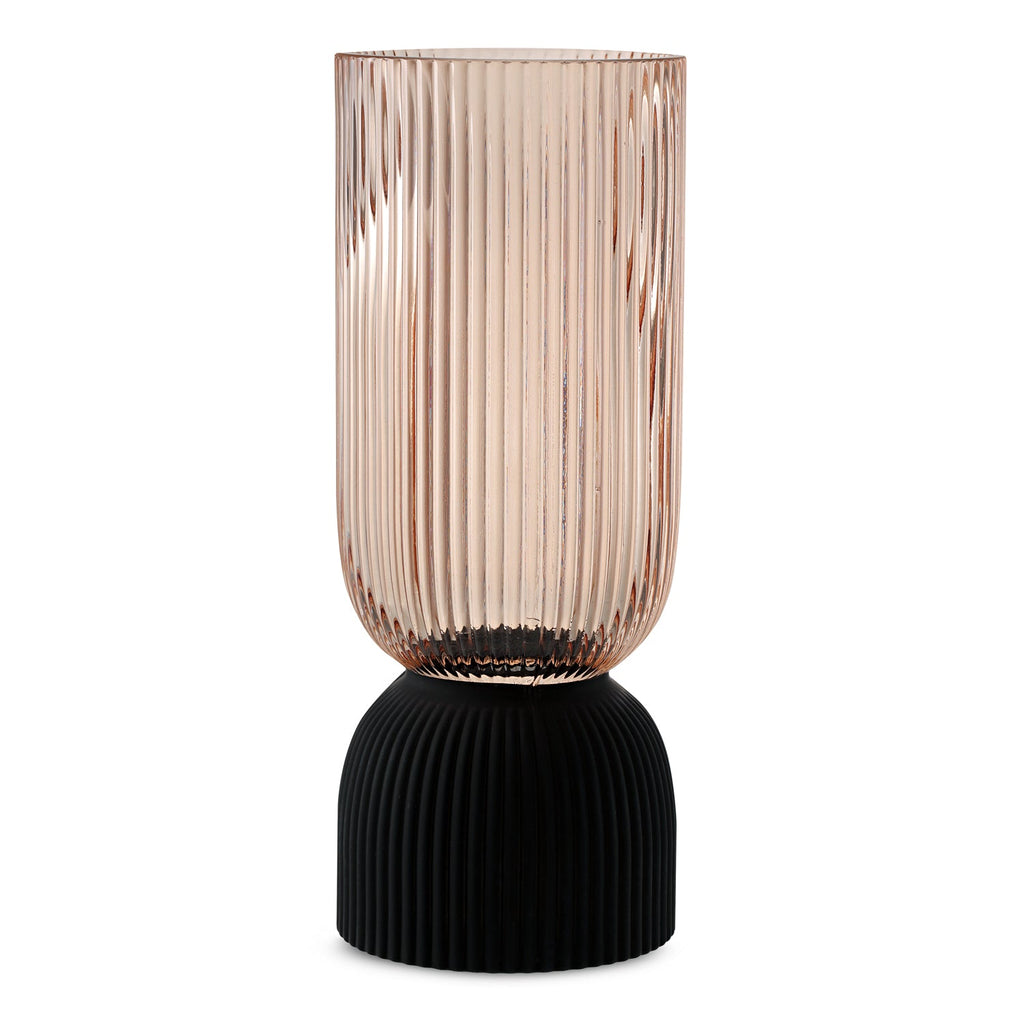 Gerippte Sanduhr Vase Mittel Champagner - Designer Vase