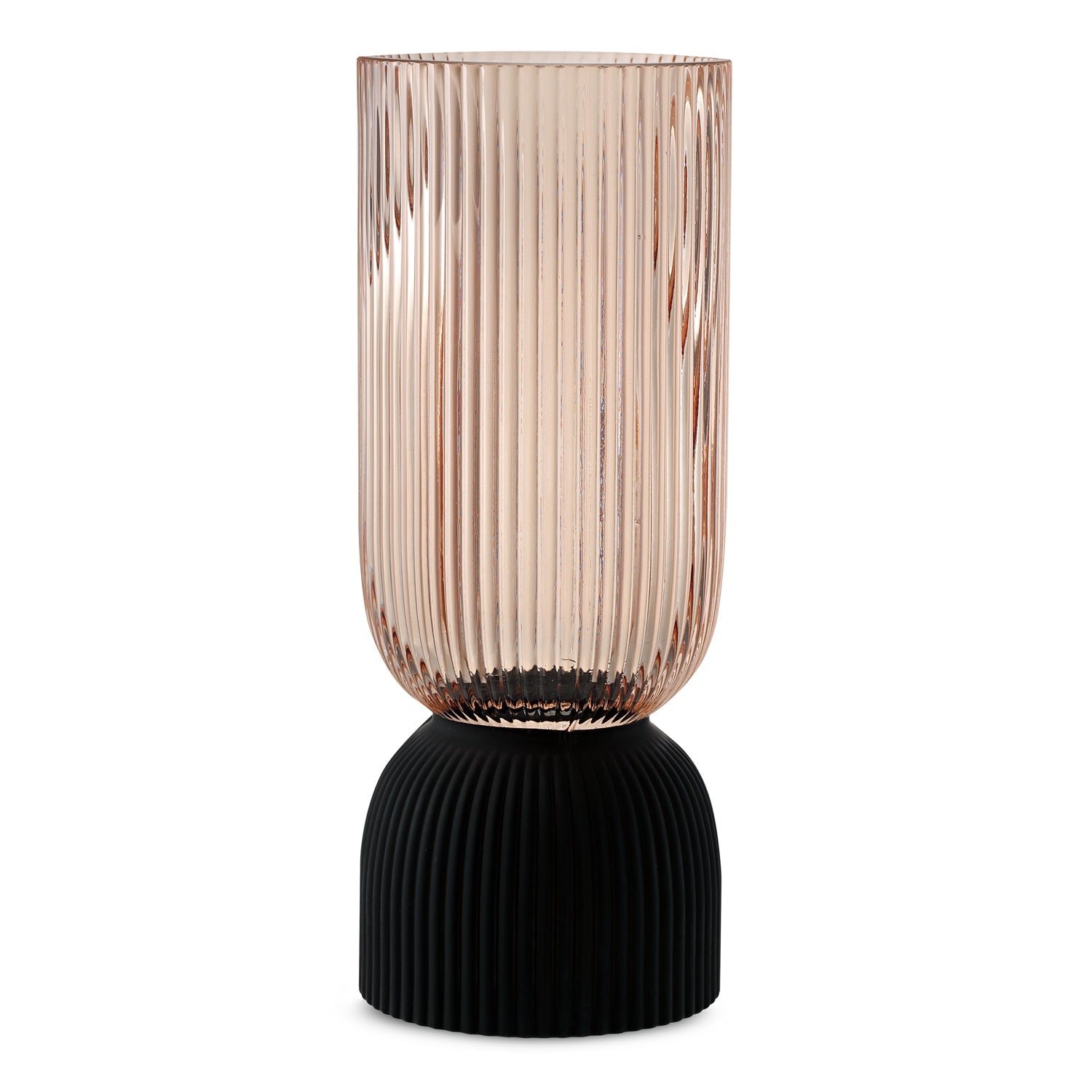 Gerippte Sanduhr Vase Mittel Champagner - Designer Vase