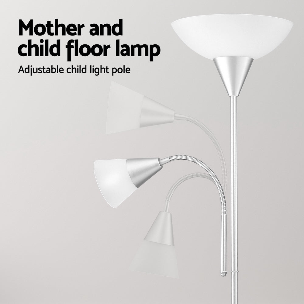 NNEDSZ Stehlampe Mutter & Kind Silber - Moderne Leselampe für Wohnzimmer & Büro