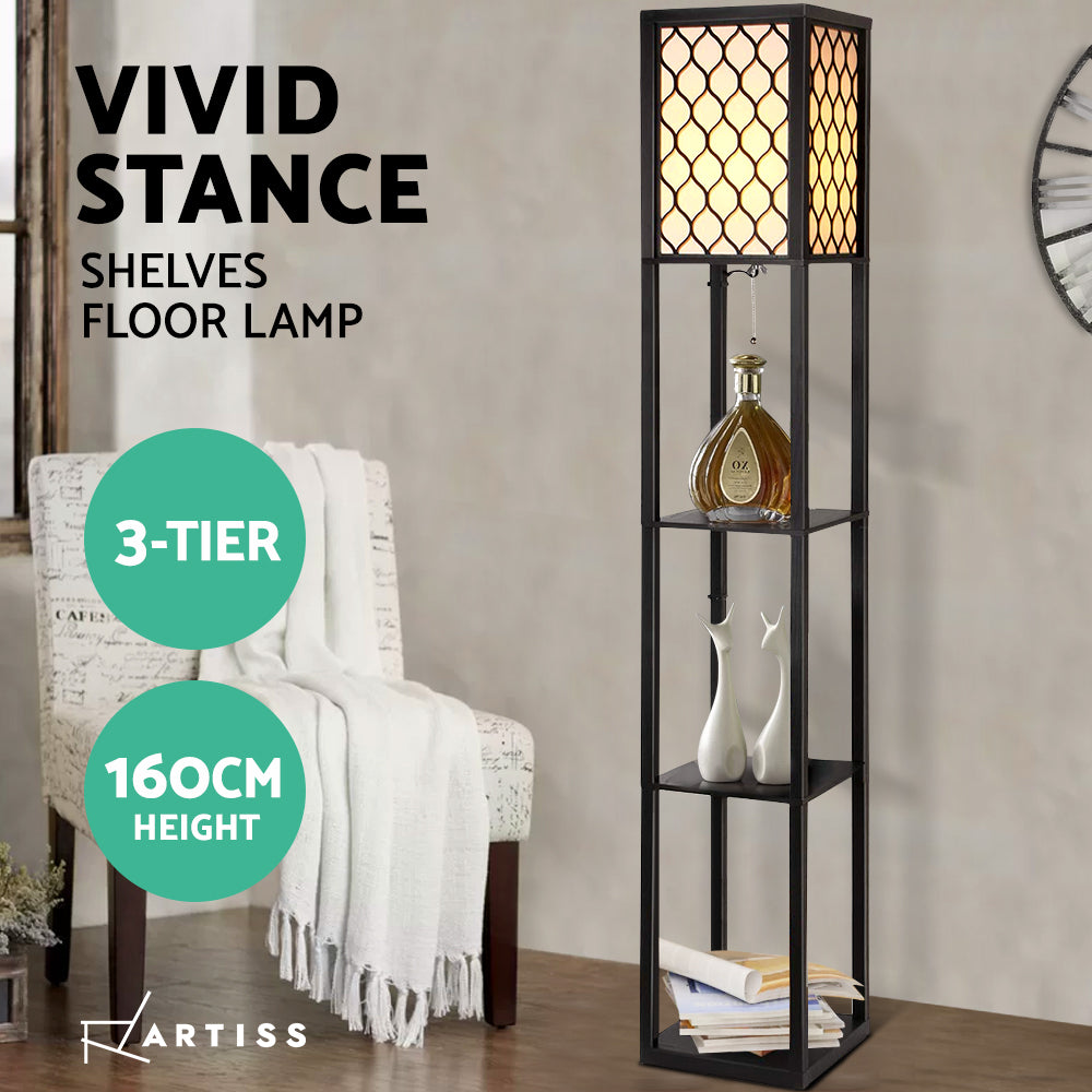 NNEDSZ Stehlampe mit Regal & LED - Vintage Leseleuchte für Schlafzimmer