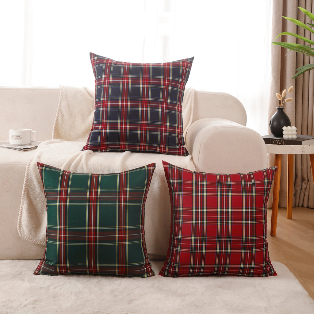 Polyester Baumwolle Tartan Karo Kissenbezug 45x45 cm - Mehrere Designs