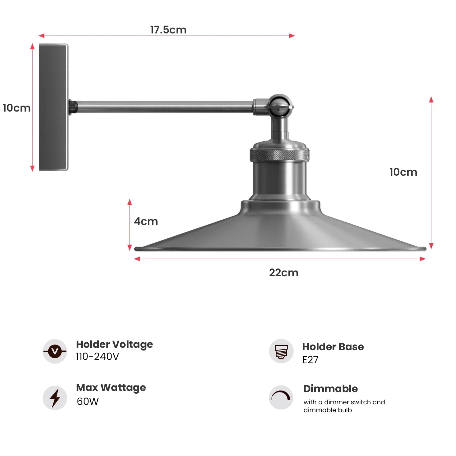 Wandlampe Satin Nickel - Elegante Wandleuchte für Wohnzimmer & Flur