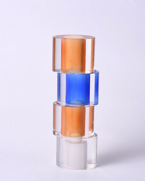 Modern Crystal Nugget Vase – Contemporary Stacked Glass Flower Vase Centerpiece