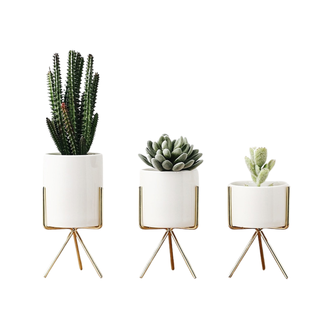 Nordische Keramik Vase - Minimalistisches Design mit Metallsockel
