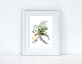 Aquarell Gold Grau Grünpflanzen Wandbild - Elegantes Poster für Schlafzimmer & Wohnzimmer