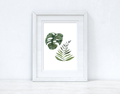 Aquarell Grünpflanzen Duo Wandbild - Botanisches Poster für Schlafzimmer & Wohnzimmer
