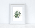 Aquarell Grünpflanzen Wandbild - Botanisches Poster für Schlafzimmer & Wohnzimmer