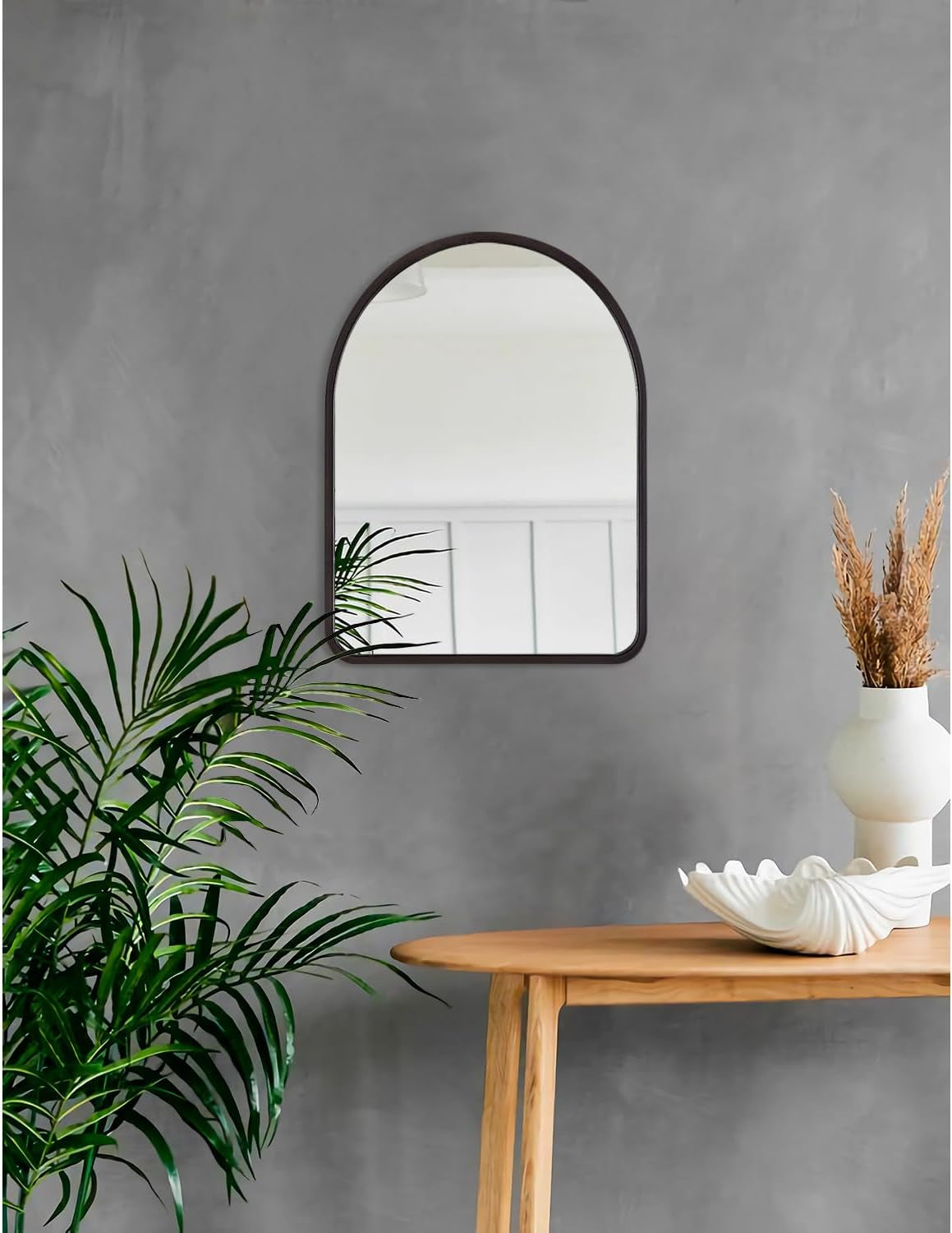 Black Arched Wall Mirror 12x16 Distressed Weathered