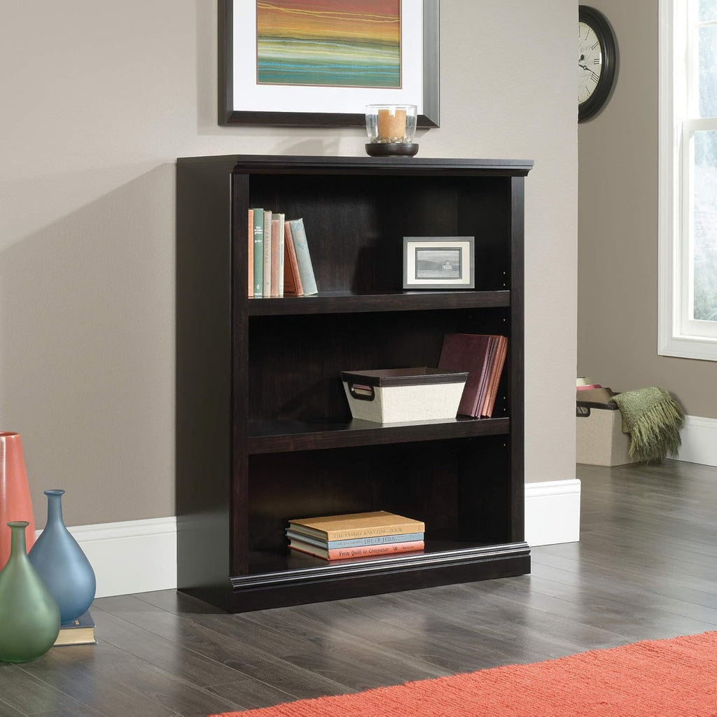3-stufiges Holz-Bücherregal Estate Black - Verstellbare Regalböden für Büro & Wohnzimmer