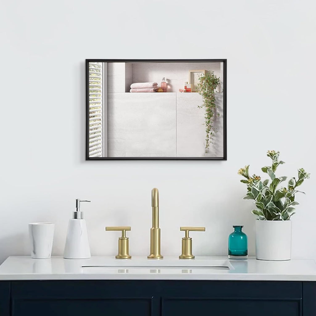 Rechteckiger Aluminium Wandspiegel Schwarz 50x70cm - Moderner Spiegel