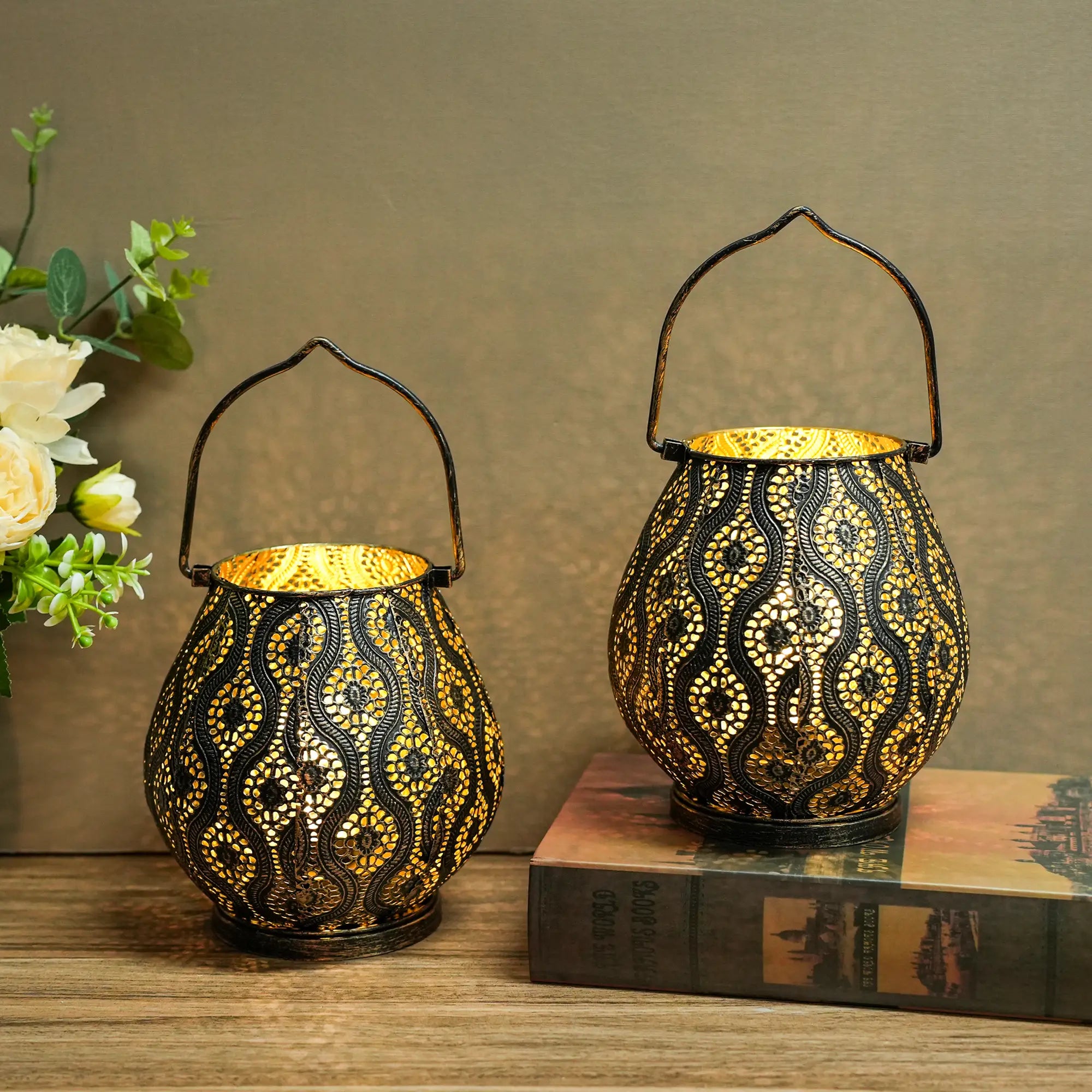 8'' High Battery Powered Cordless Lamp Metal Table Lamps