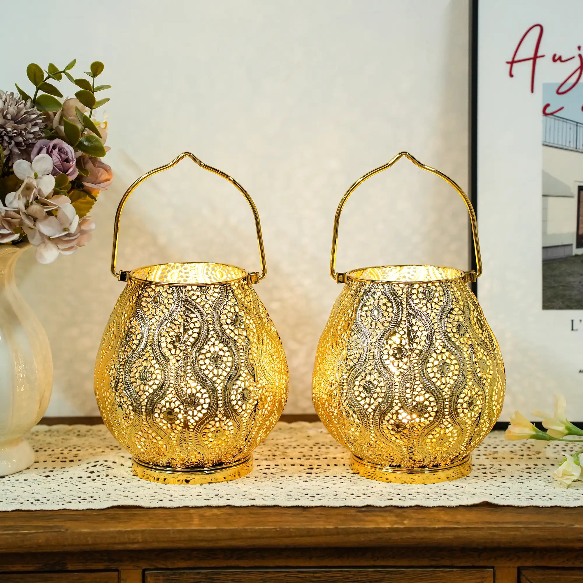 8'' High Battery Powered Cordless Lamp Metal Table Lamps